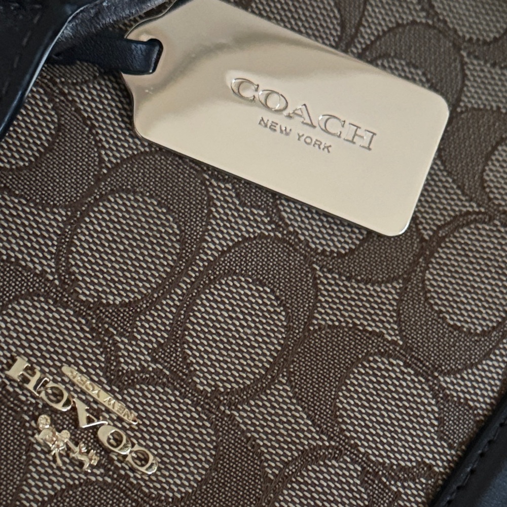 Coach Tan and Black Signature Crosby Carryall Satchel Purse Bag - Picture 15 of 15